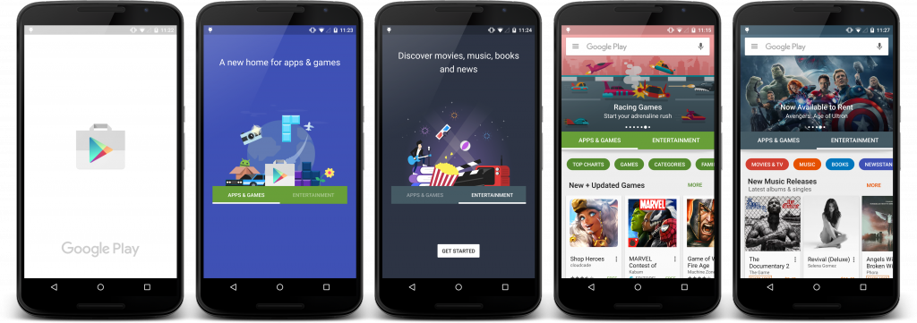 Redesigned Google Play Store - Play Store Redesign (1024x361), Png Download