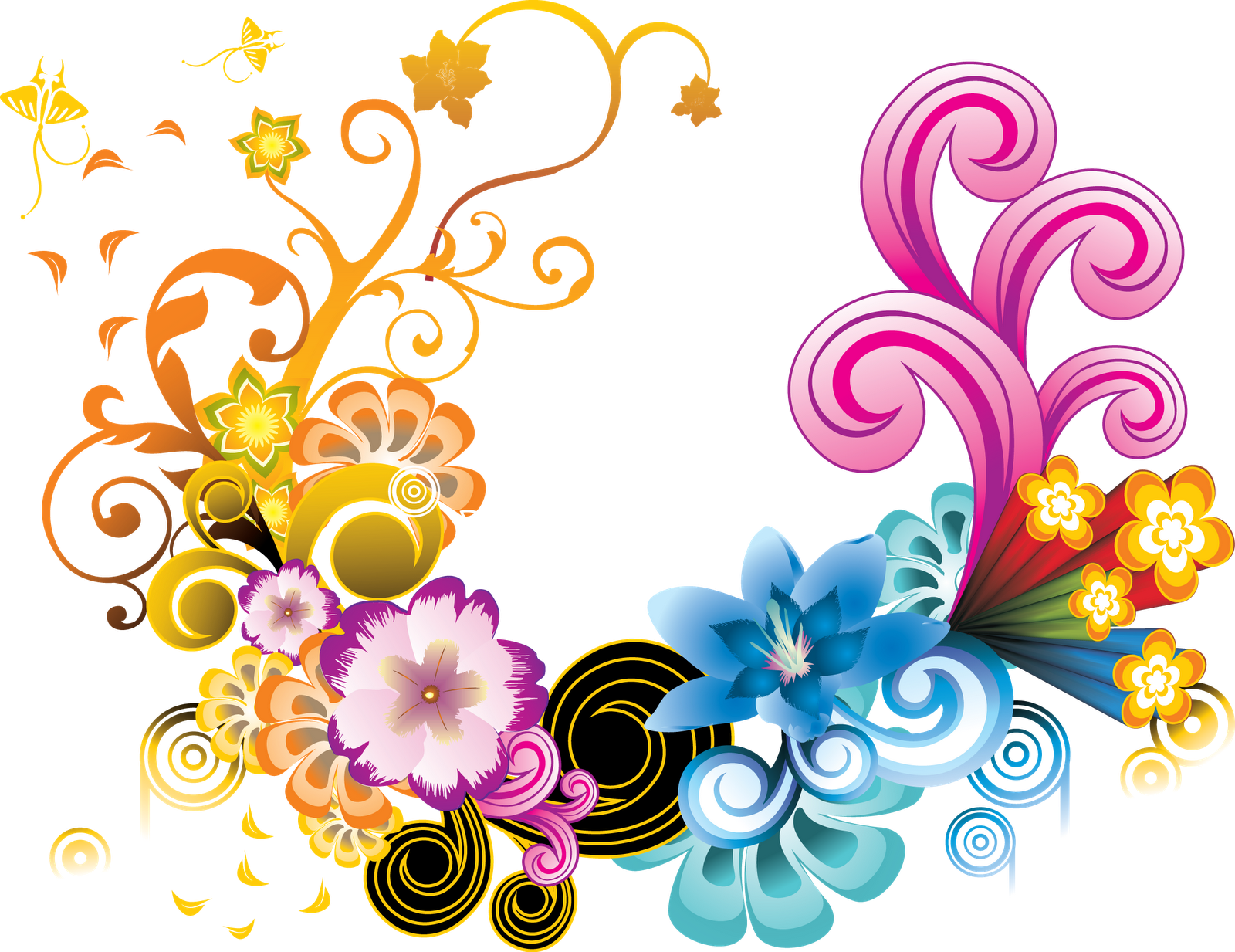 Flower Designs Png - Floral Colorful Png (1600x1233), Png Download