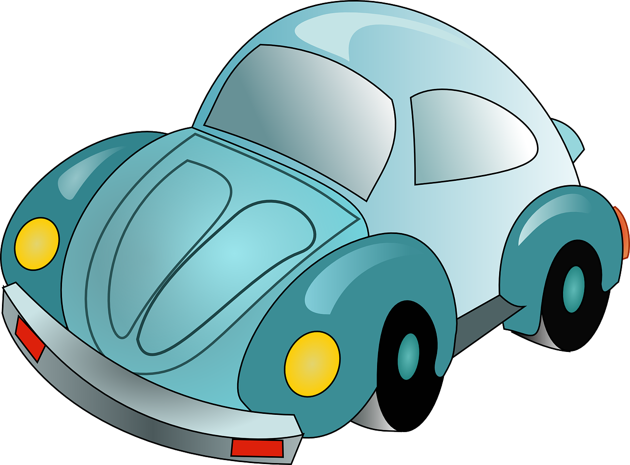 Beetle, Passenger Car, Vw, Old, Vintage, Turquoise, - Cartoon Car Clip Art (640x473), Png Download