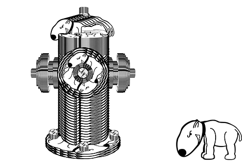 Dog Fire Hydrant Splash Water Dog Dog Dog - Quotmy Thoughts Exactlyquot Dog Lifting Leg On Fire (495x340), Png Download