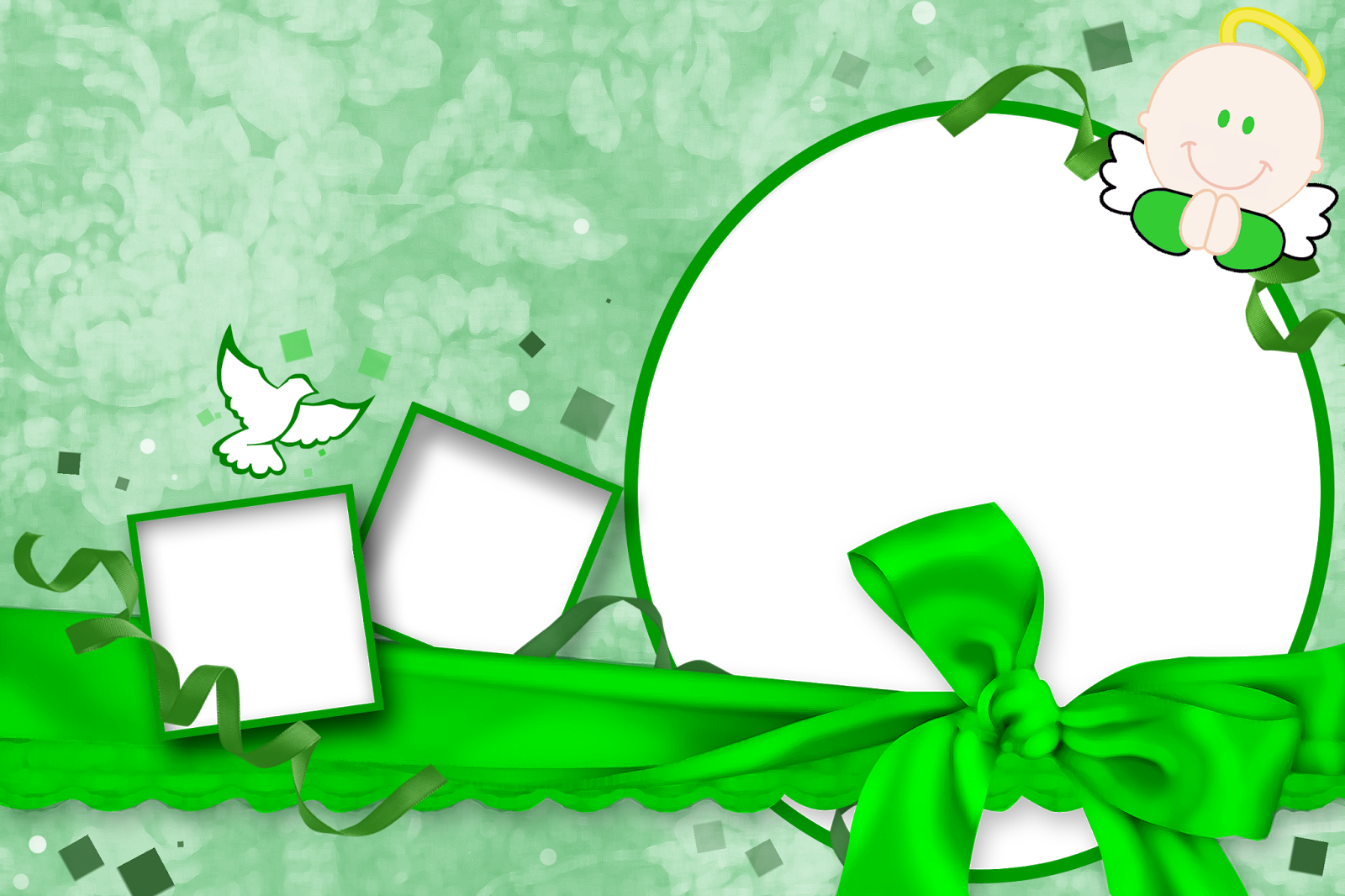 Green Ribbon Download - Ribbon Design For Christening (1600x1066), Png Download