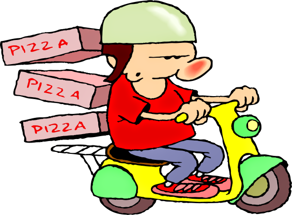 Making Pizza Clipart - Pizza Delivery Clipart (592x436), Png Download