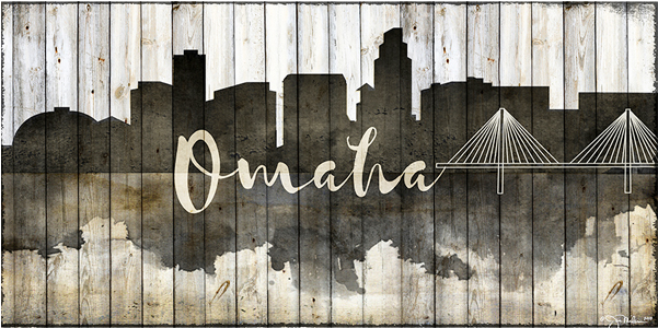Omaha Skyline Wood Canvas Nebraska Art - Omaha (600x600), Png Download