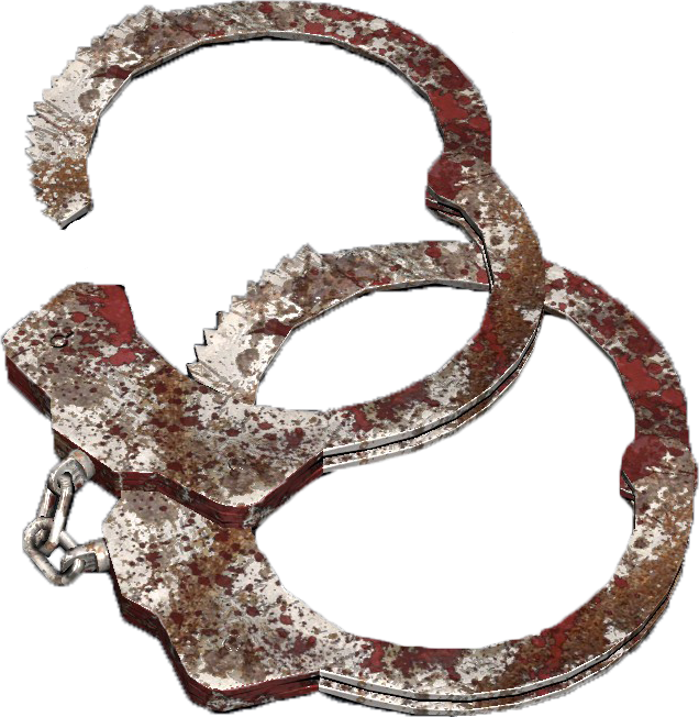 Handcuffs Badly Damaged - Handcuffs (636x652), Png Download