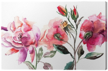 Beautiful Roses Flowers, Watercolor Painting Canvas - Watercolor Roses Oversized Gallery Wrapped Canvas (canvas (400x400), Png Download