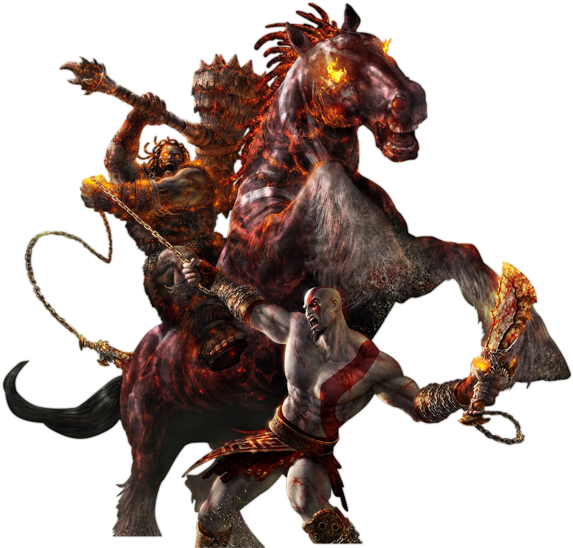 God Of War - God Of War 3 Kratos Battle Art Video Game 24x18 Print (1200x1106), Png Download