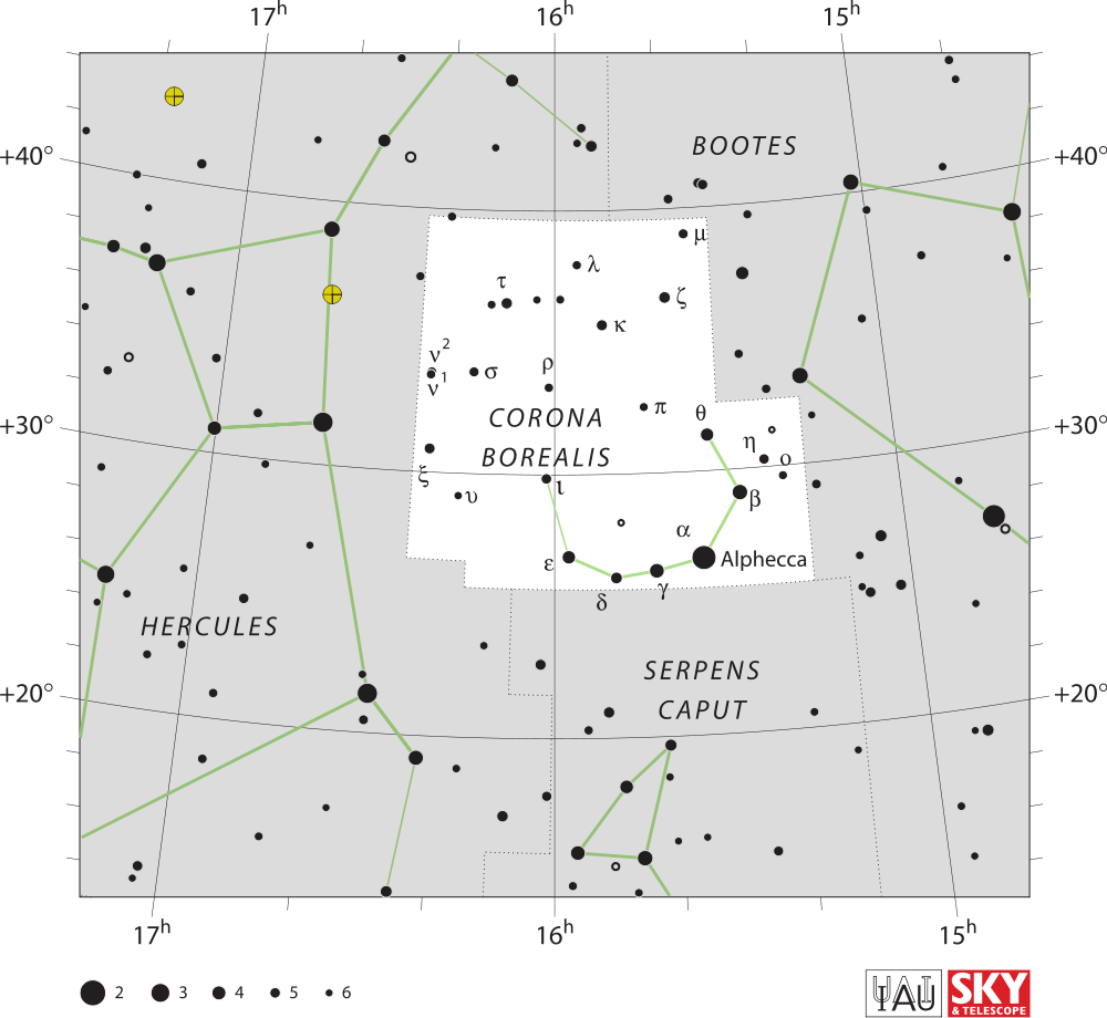 The C-shaped Constellation Corona Borealis Shines Between - Corona Borealis Constellation Boundaries (1000x920), Png Download