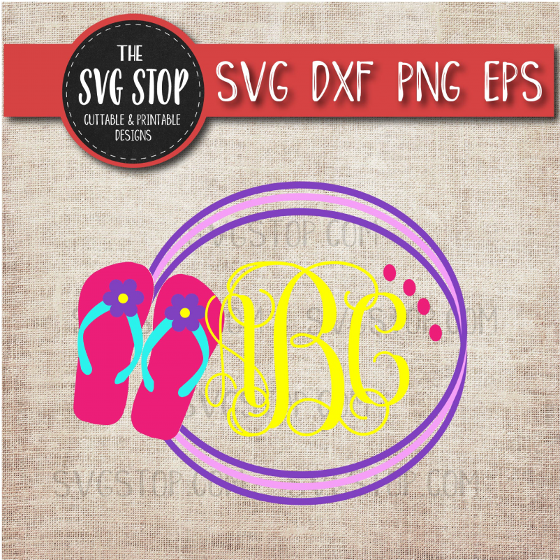 Flip Flops Monogram Frame Example Image - Giraffe Monogram Svg (1200x800), Png Download