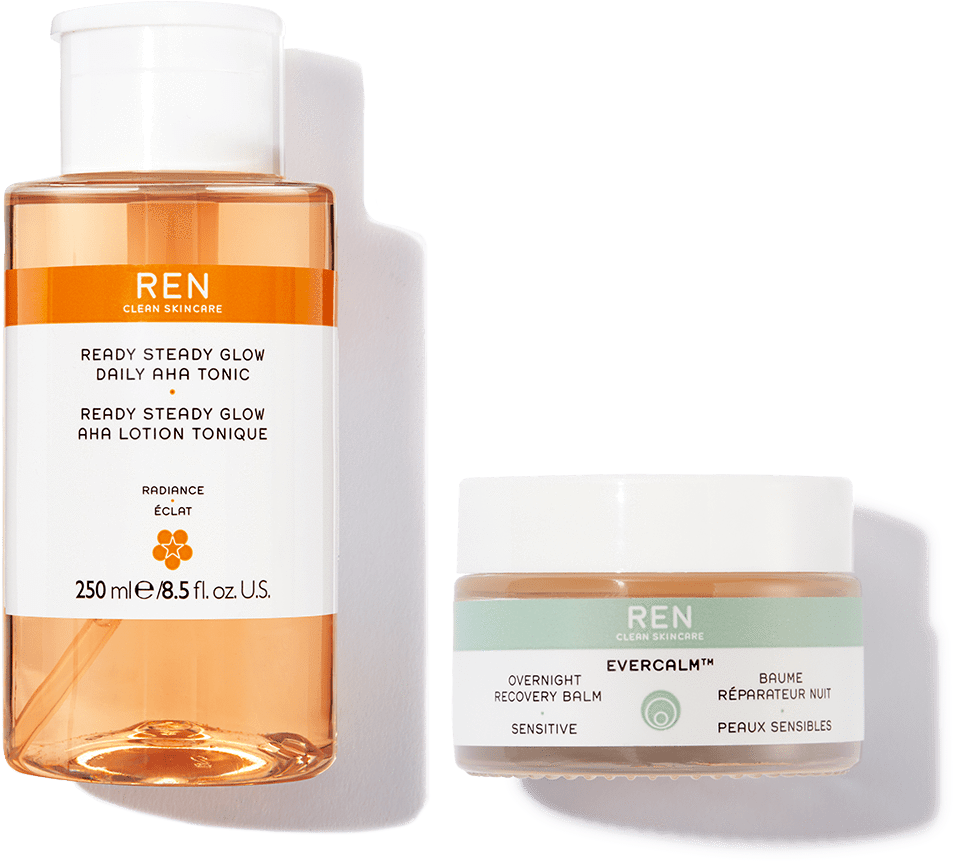 Glow To Sleep Morning & Night Value Set Ren Clean Skincare - Ren Ready Steady Glow Daily Aha Tonic (1000x1000), Png Download