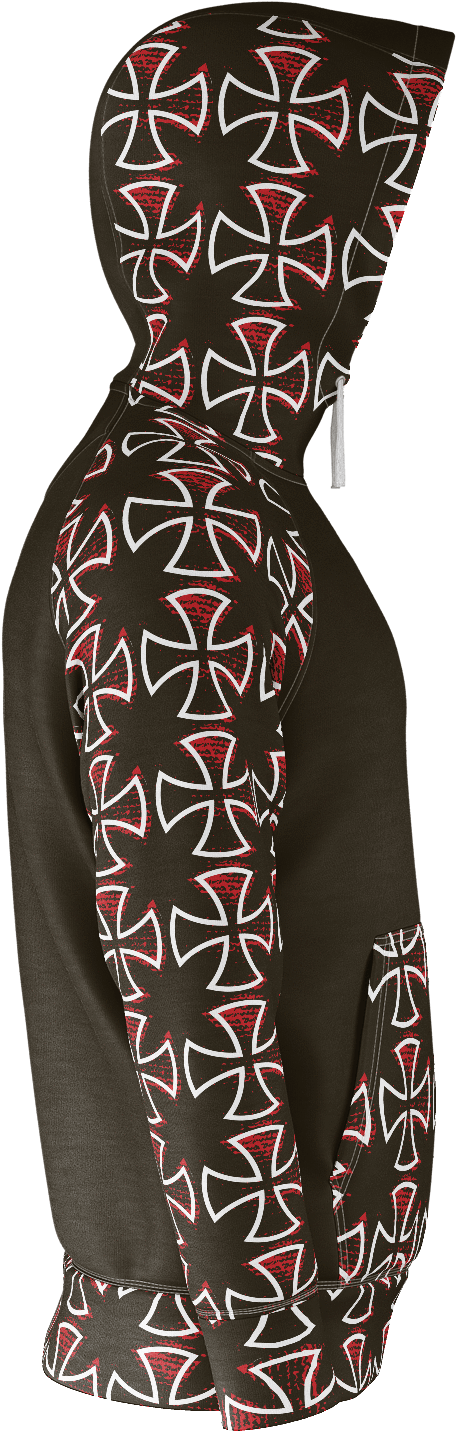 Bus Junkies Red Iron Cross Zip Hoodie - Ten-pin Bowling (1600x1600), Png Download