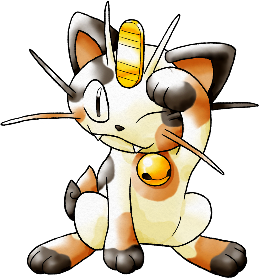 #052 Meowth / #053 Persian - Cartoon (1280x1164), Png Download