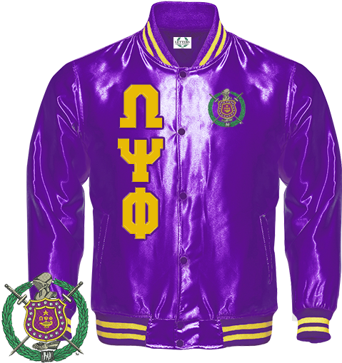 Omega Psi Phi Satin Baseball Bomber Jacket Divine Nine - Omega Psi Phi (558x558), Png Download
