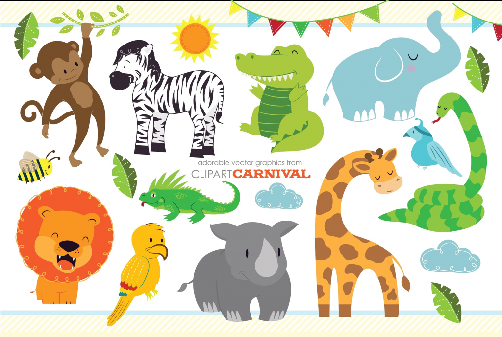 Jungle Safari Png Image With Transparent Background - Cute Safari Animals Clipart (1024x689), Png Download