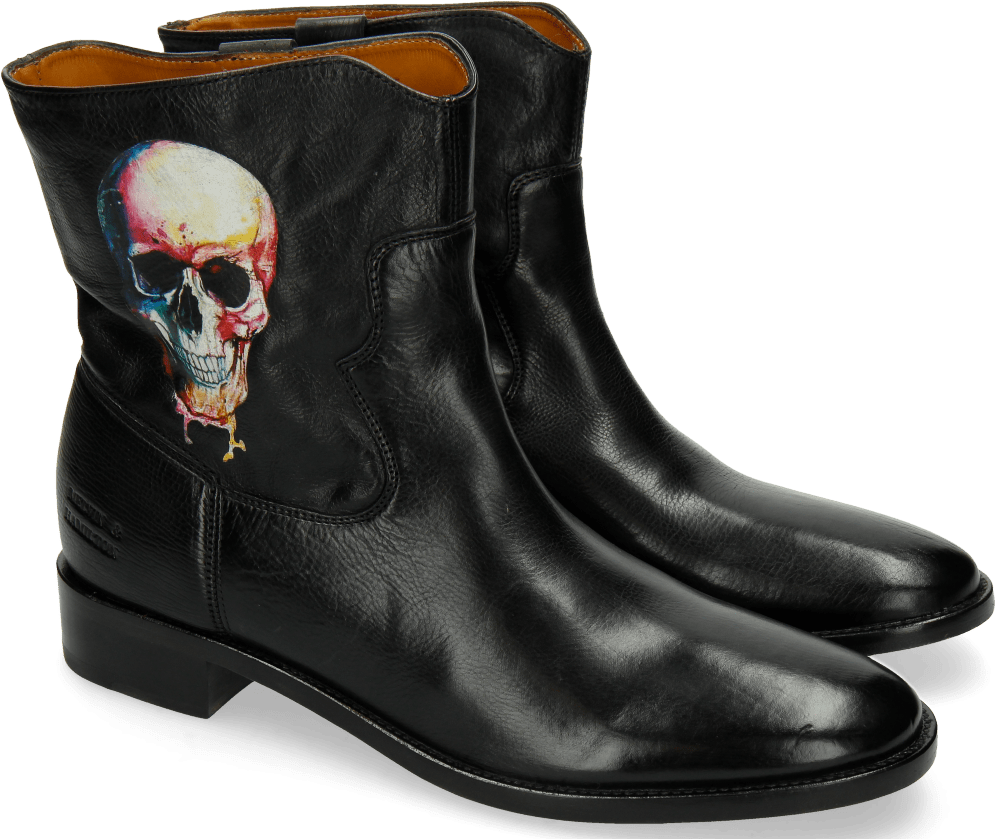 Ankle Boots Jodie 8 Milano Black Screen Shot Skull - Motorcycle Boot (1024x1024), Png Download