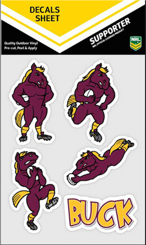 Brisbane Broncos Nrl Uv Mascot Car Decals 5 Stickers - Australian Nrl Panthers Stickers (800x860), Png Download