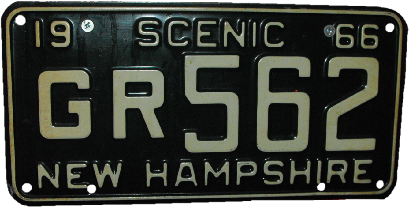 Download New Hampshire 1966 License Plate Number PNG Image with No