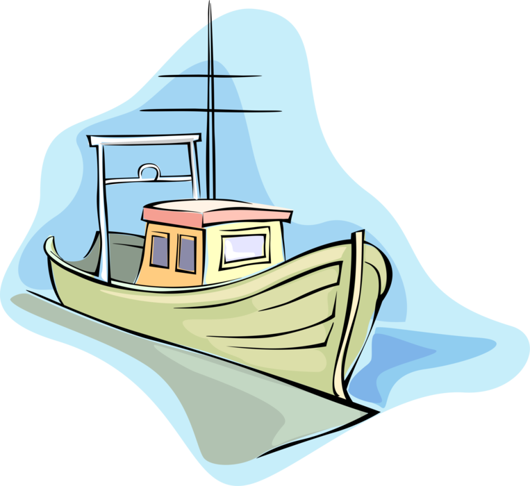 Vector Illustration Of Fishing Boat Watercraft Vessel (763x700), Png Download