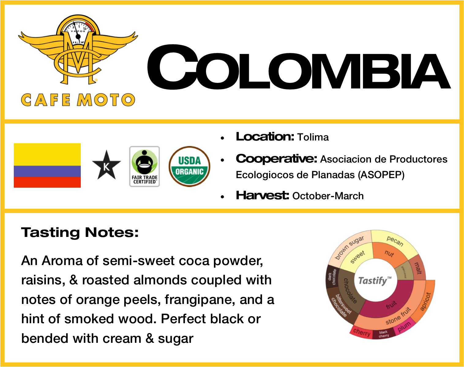 Colombia-tolima - Organic Certification (1516x1199), Png Download