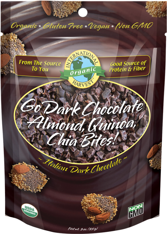 Go Dark Chocolate Almond Quinoa Chia Bites - Dark Chocolate (960x960), Png Download