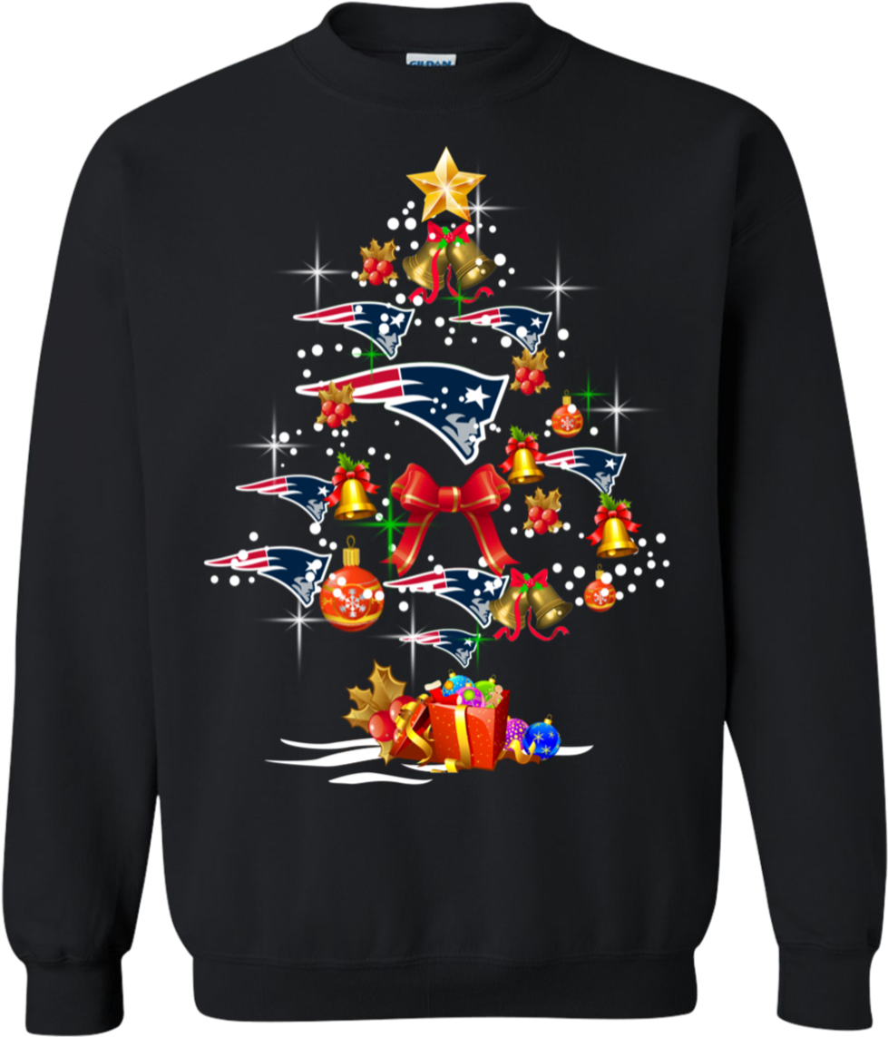 New England Patriots Christmas Tree Shirt Sweatshirt (1155x1155), Png Download