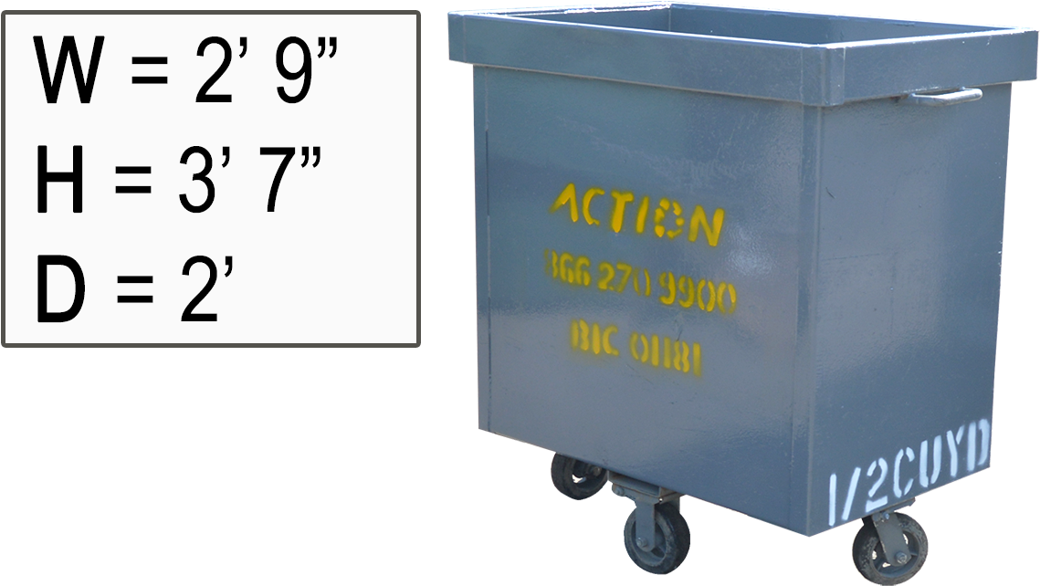 1/2 Yard A-frame Container - 1 2 Yard Container (1171x699), Png Download