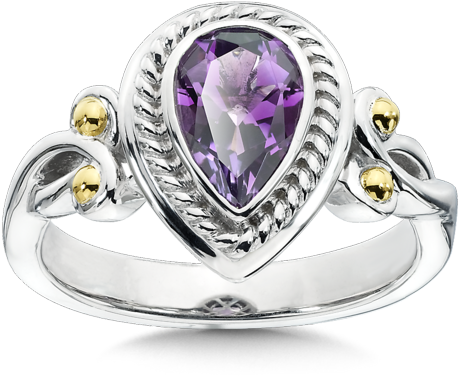 Amethyst Ring In 18k Gold & Sterling Silver - Pre-engagement Ring (600x600), Png Download