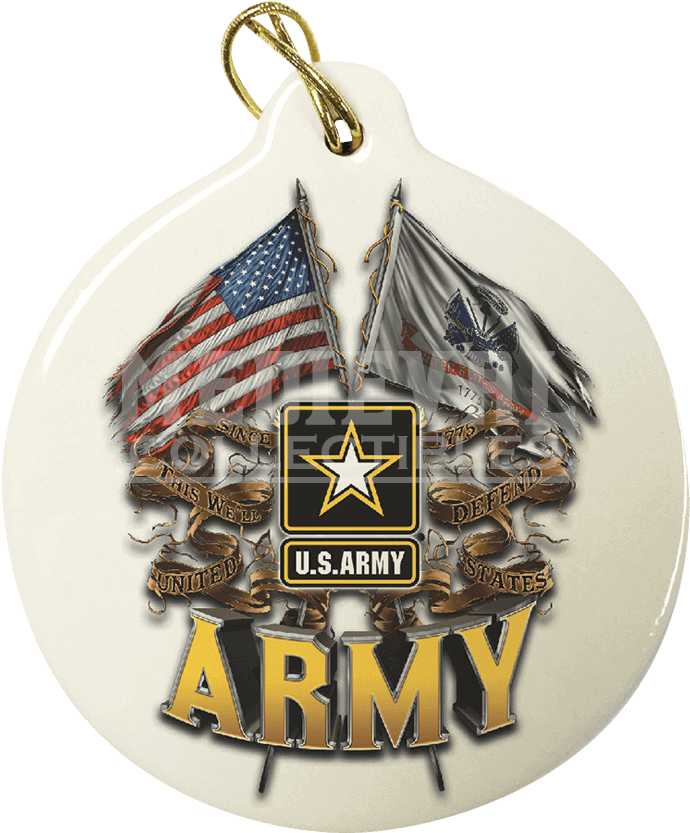 Army Double Flag Ornament - Us Army American Flag (850x850), Png Download