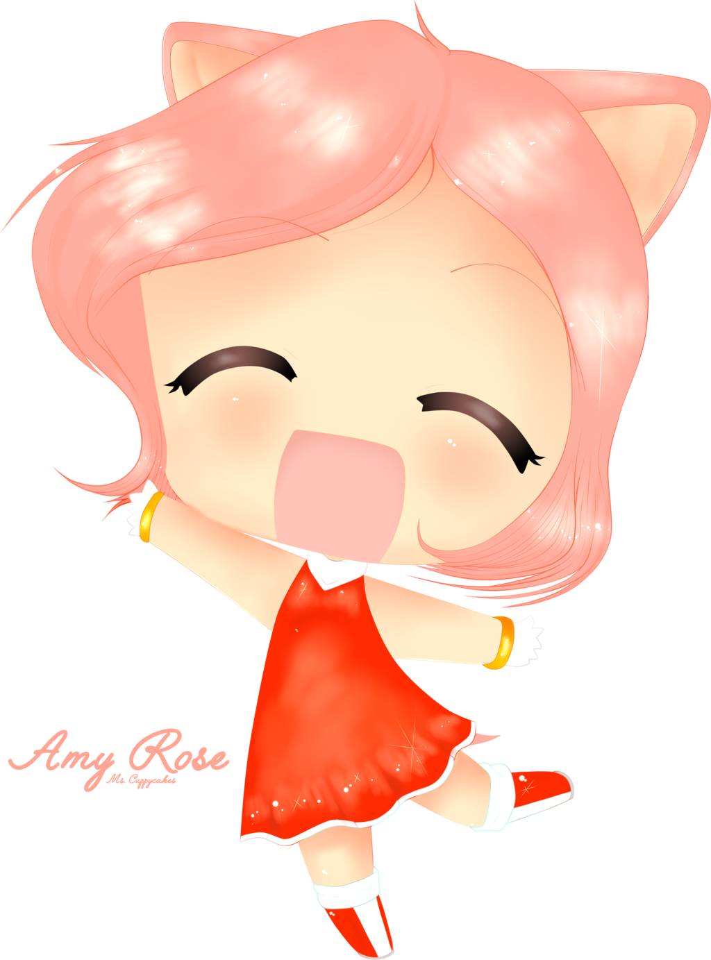 Amy Rose Neko - Cartoon (1024x1383), Png Download