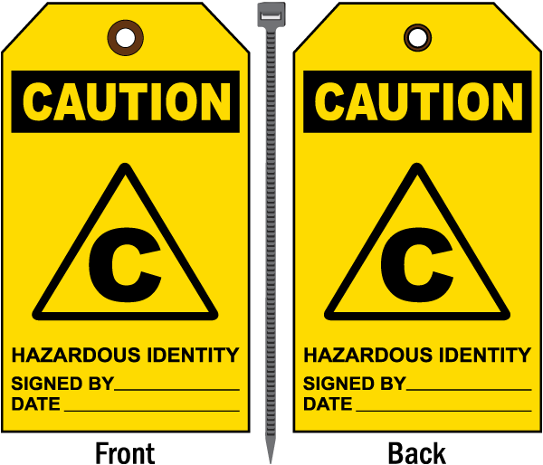 Caution Hazardous Identity Tag - Sign (600x514), Png Download