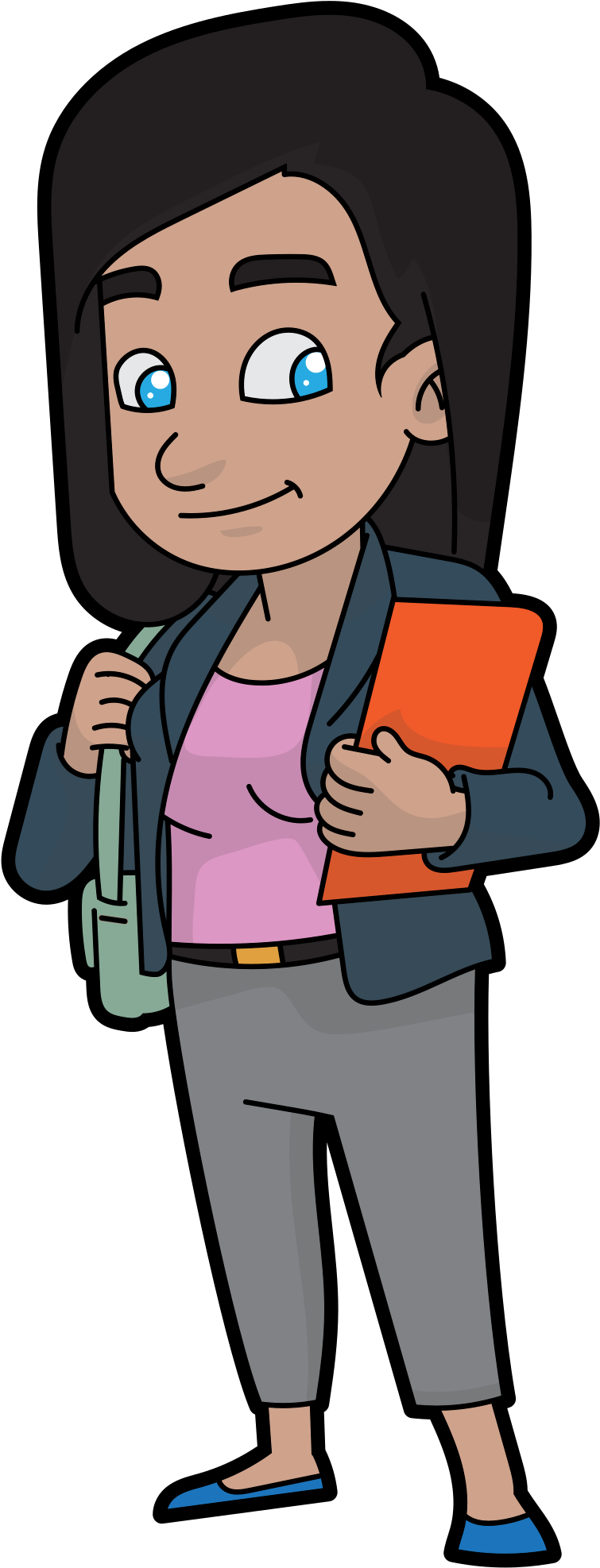 Open - Business Women Cartoon (1000x2173), Png Download