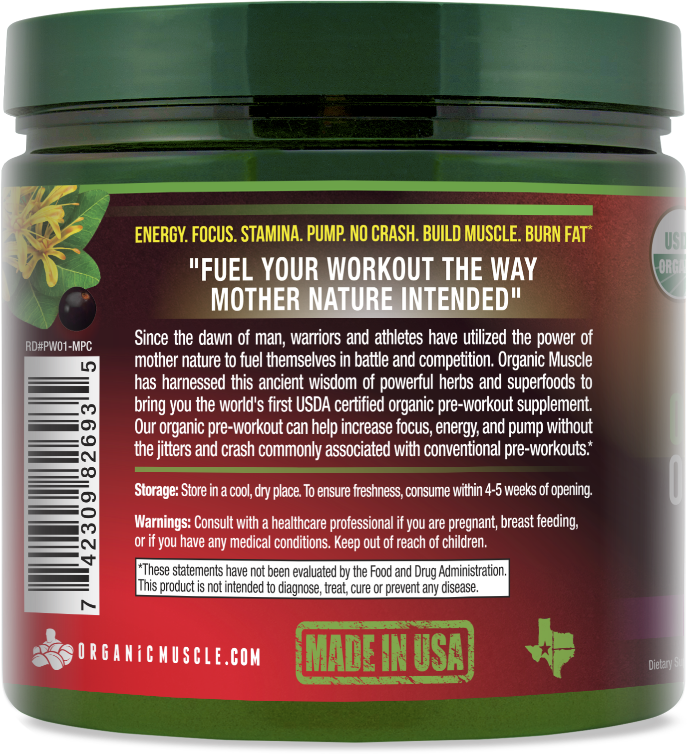Organic Pre Workout - Strawberry (1588x1668), Png Download