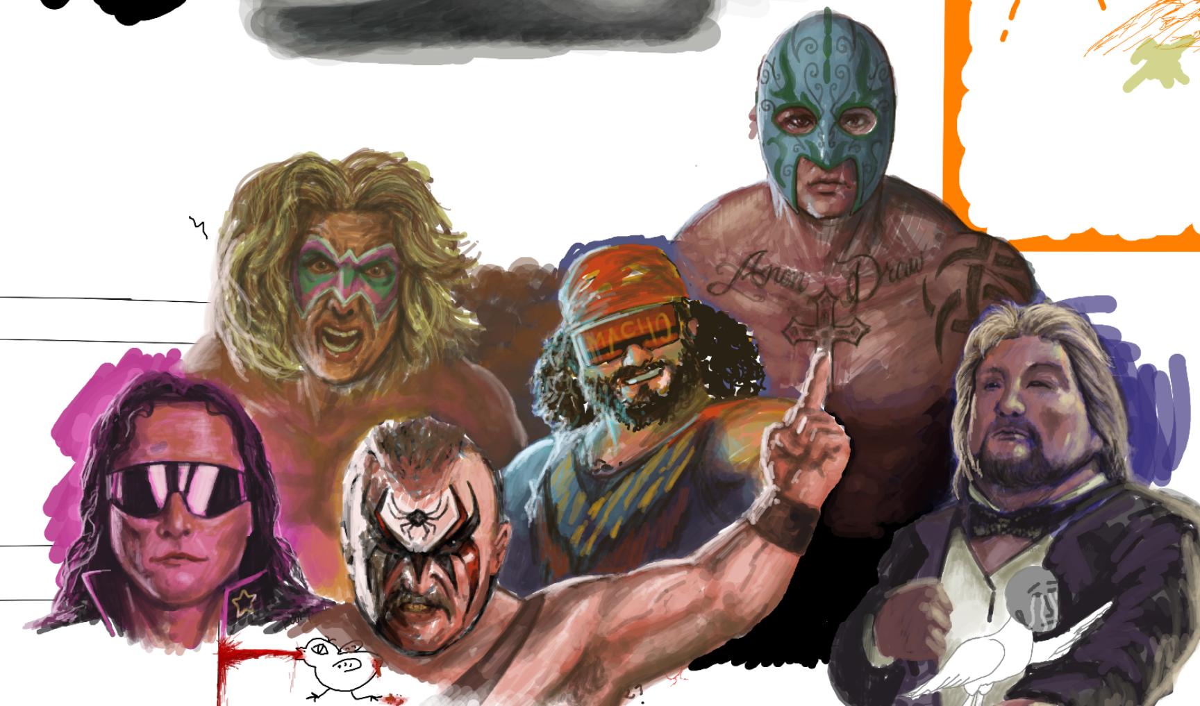 Anondraw Wrastlers - Illustration (1728x1017), Png Download