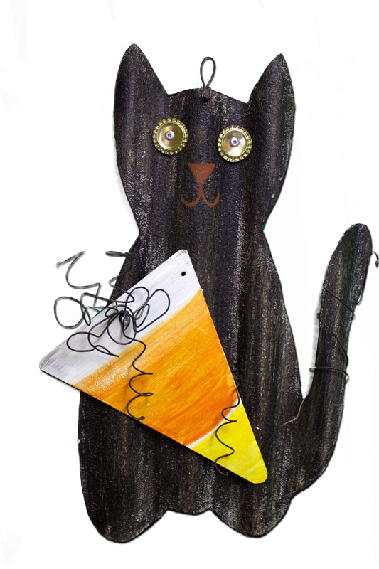 Black Cat With Candy Corn - Black Cat (533x800), Png Download