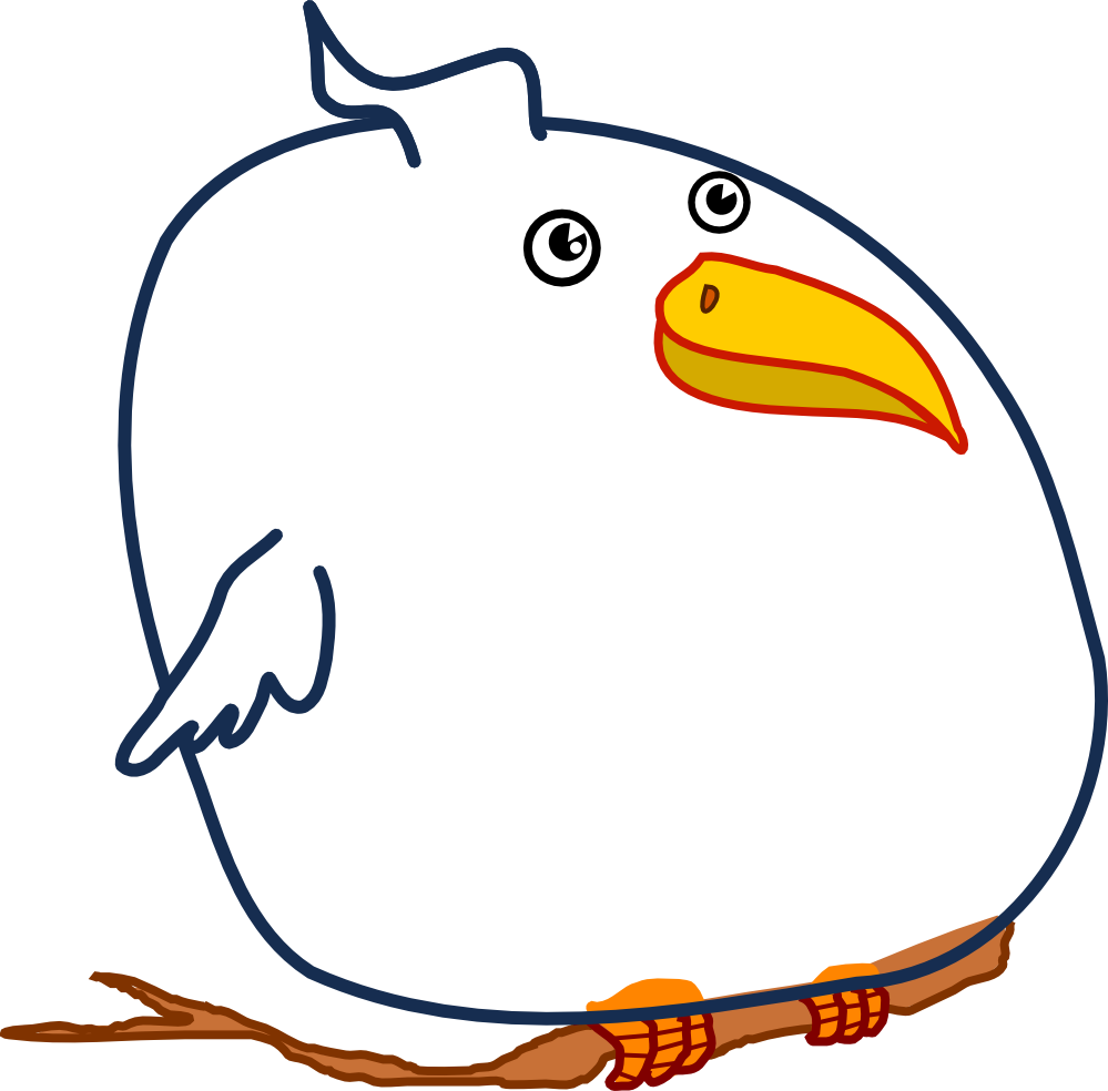 Fat Bird Black White Line Art 999px 82 - Fat Bird Clipart (999x984), Png Download