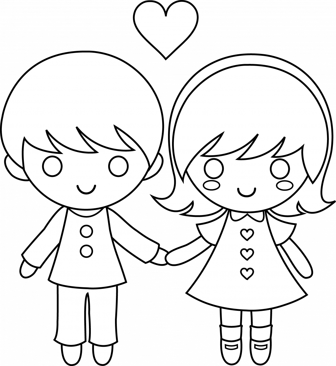 Little Kid Draws Line For Umpire Pictures To Draw - Boy And Girl Holding Hands (1084x1181), Png Download