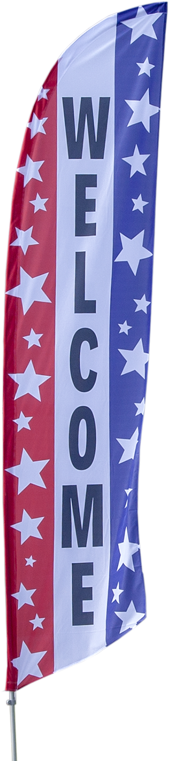 Our "welcome" Flag Features Black Text On A Red, White - Flag (1829x1600), Png Download