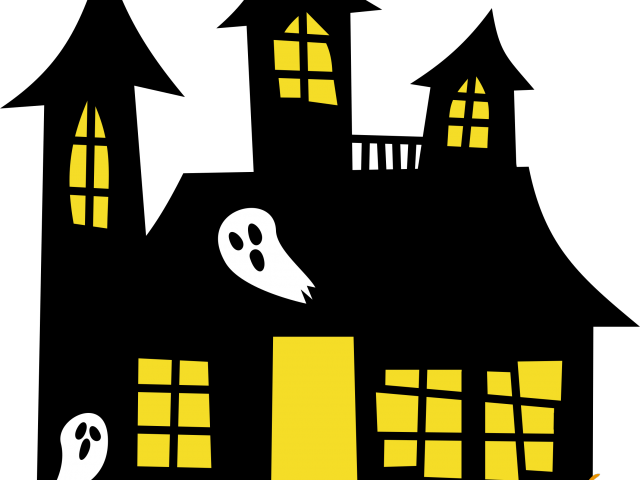 Haunted Clipart Neighborhood - Halloween Haunted House Silhouettes (640x480), Png Download