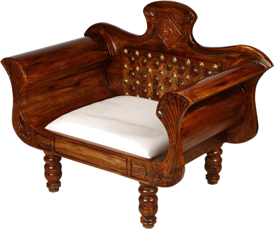 Sofa Chair Brass Work Maharaja - Club Chair (965x965), Png Download