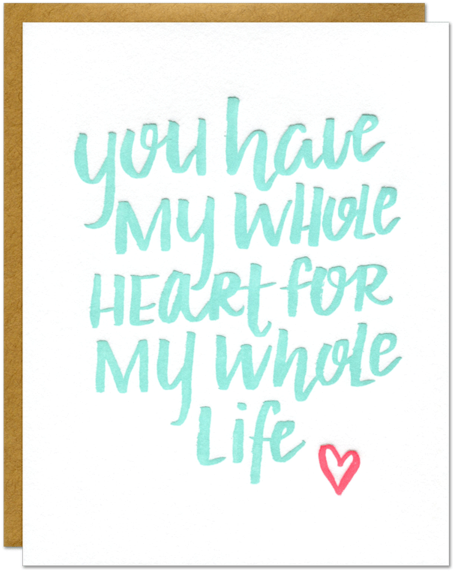 My Whole Heart Card - Calligraphy (600x600), Png Download