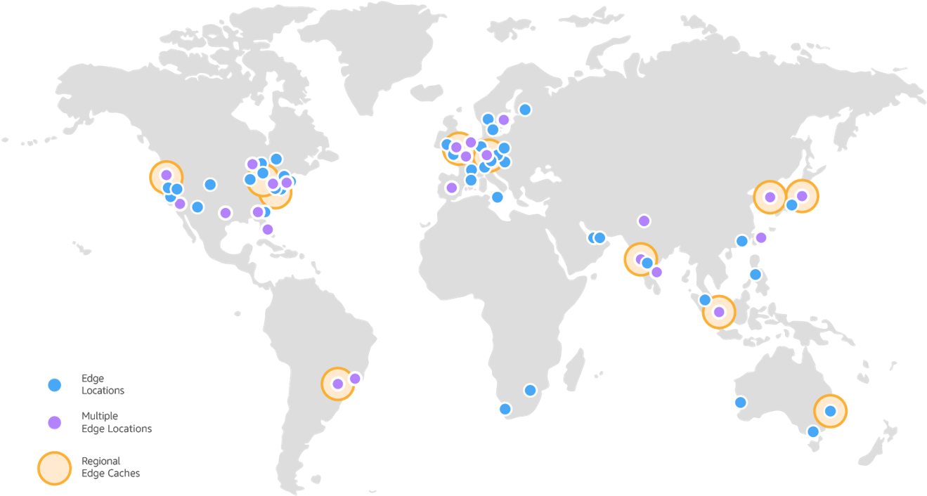Amazon Cloudfront Edge Locations - Aws Regions Map (1361x771), Png Download