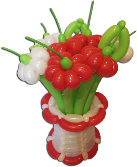 Buket Iz Vozdushnykh Sharov V Vaze Krasno Belyye Tsvety - Habanero Chili (500x650), Png Download