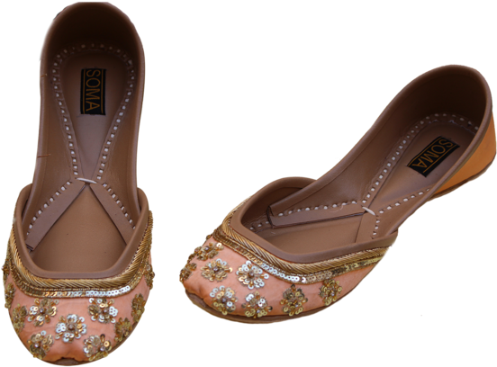 Peach Tulip Hand Crafted Footwear - Ballet Flat (560x560), Png Download