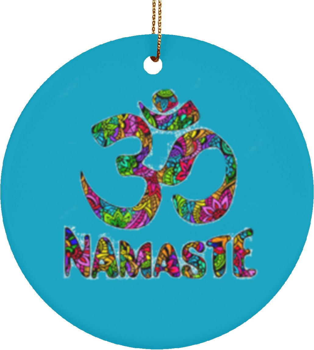 Namaste Om Symbol Ceramic Circle Ornament - Graphic Design (1155x1155), Png Download