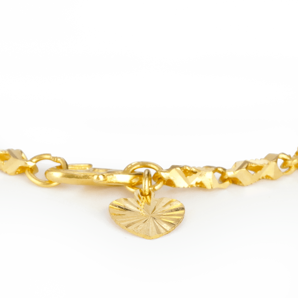22ct Indian Gold Heart Charm Ladies Bracelet - Necklace (1000x1000), Png Download