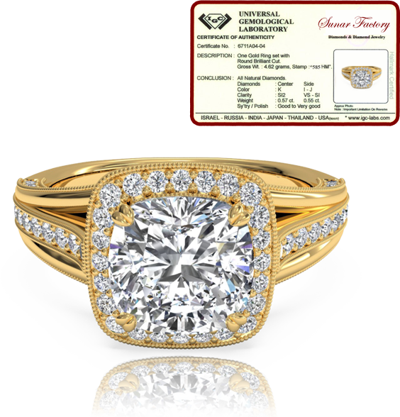 Certified Diamond Jewelry - Ring (564x588), Png Download