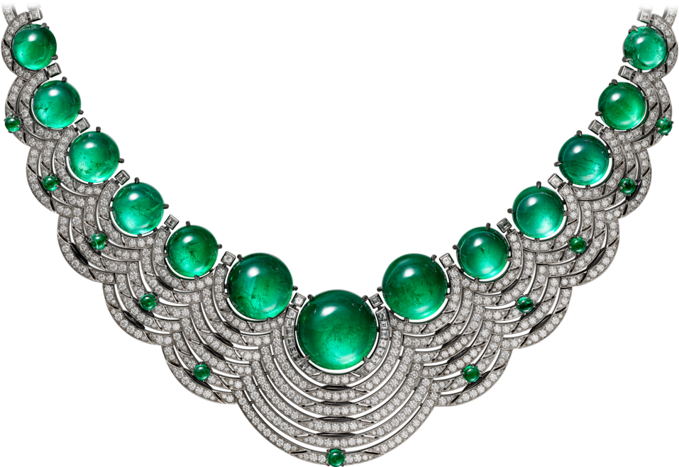 High Jewellery Necklace White Gold, Emeralds, Onyx, - Collares De Esmeraldas (1024x665), Png Download