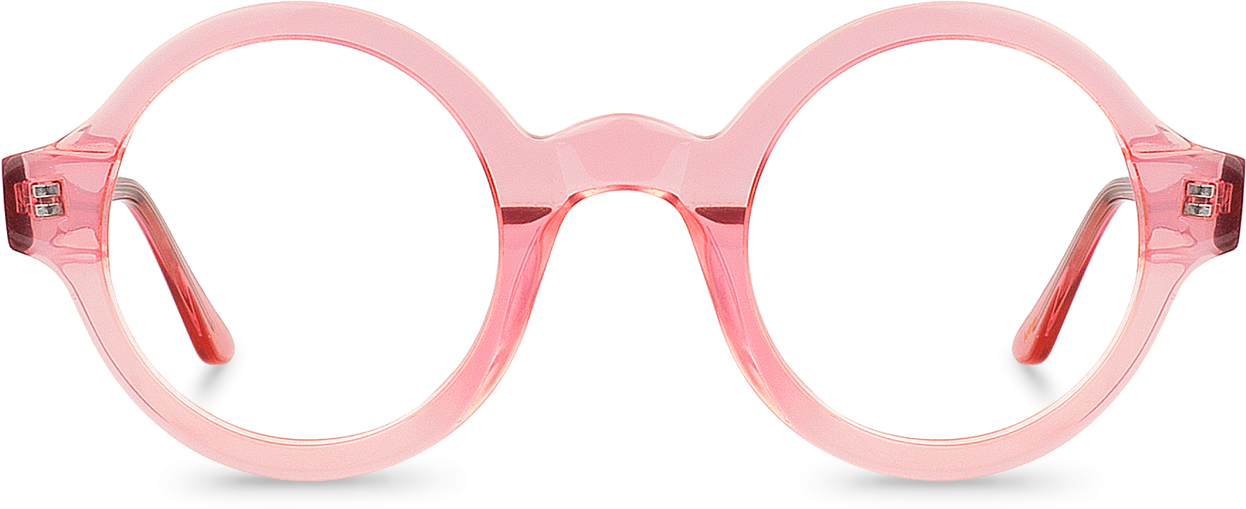 Front View Of Arthur Round Glasses Made From Pink Acetate - Sunglasses (1800x1200), Png Download
