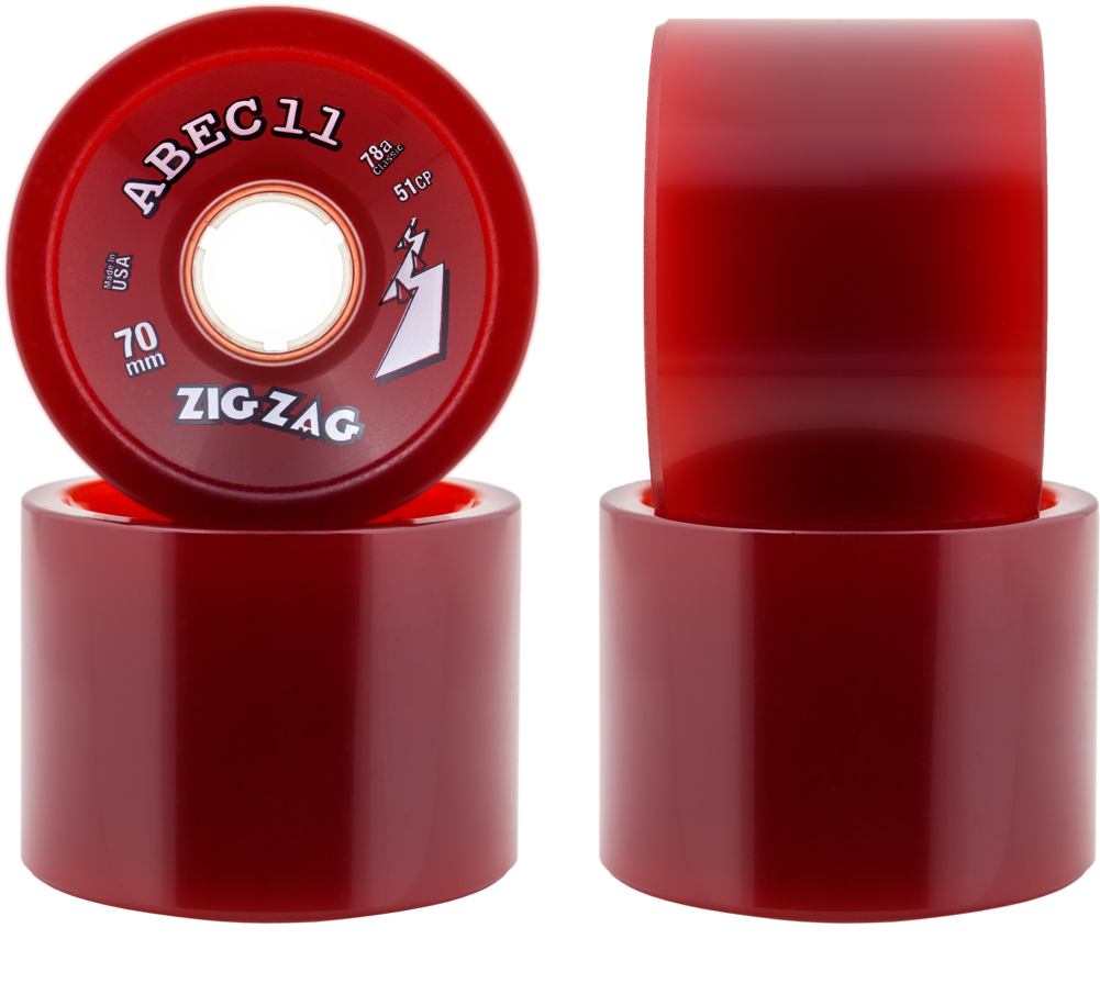 70mm Abec 11 Classic 'thane Retro Red Zig Zag Longboard - Skateboarding (1000x1000), Png Download