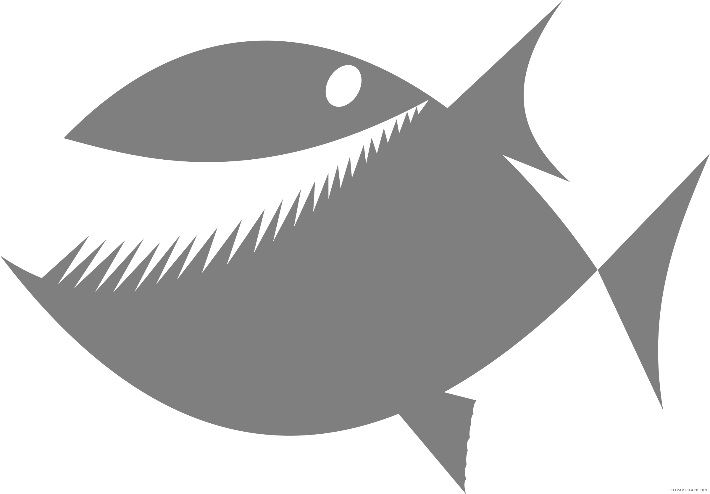 Fish Silhouette Clipart - Fish With Teeth Clipart (2400x1671), Png Download