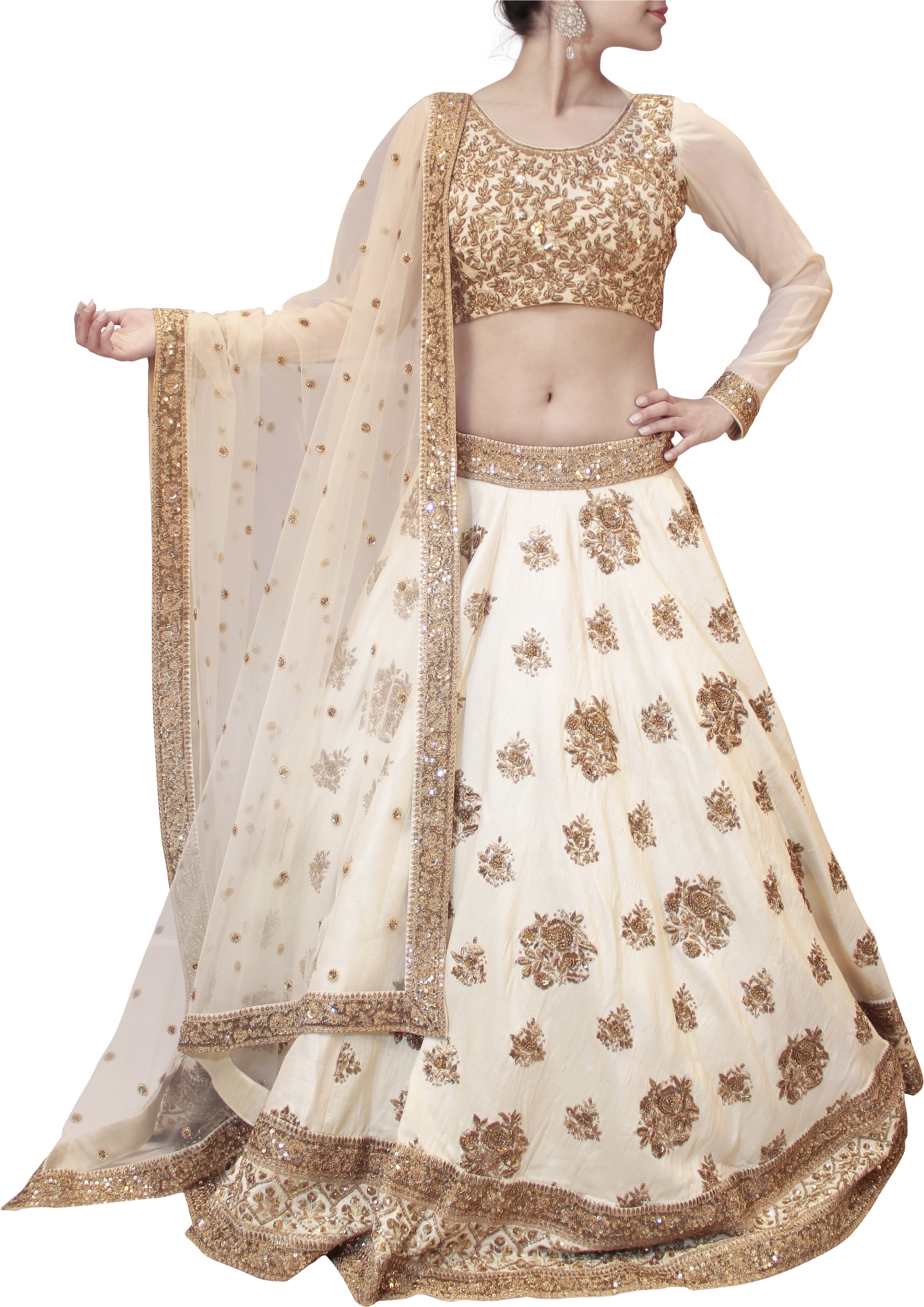 Off White Bridal Lehenga (3456x3960), Png Download